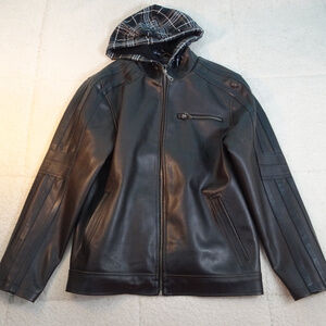 Machine Imitation Leather Fleece Hoodie Medium